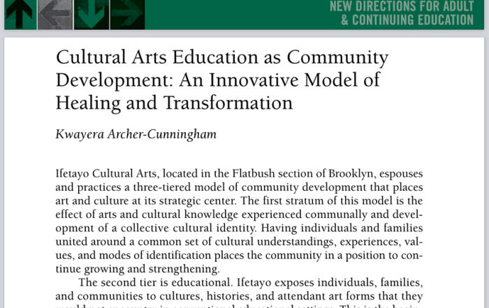 Cultural Arts Education as Community Development: An Innovative Model of Healing and Transformation